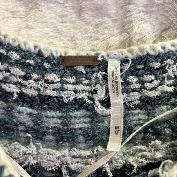 Free People Baltic Fairisle Women's Blue and Cream Wool Blend Sweater, Size M - Picture 6 of 9